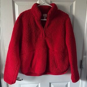 Cozy Red Sherpa Pullover
